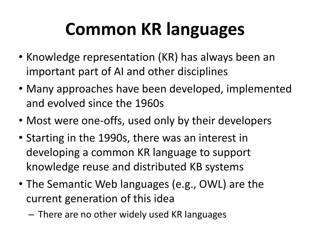 common kr languages