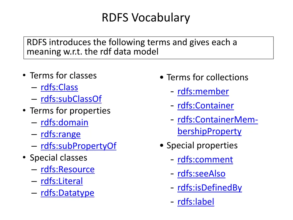 rdfs vocabulary