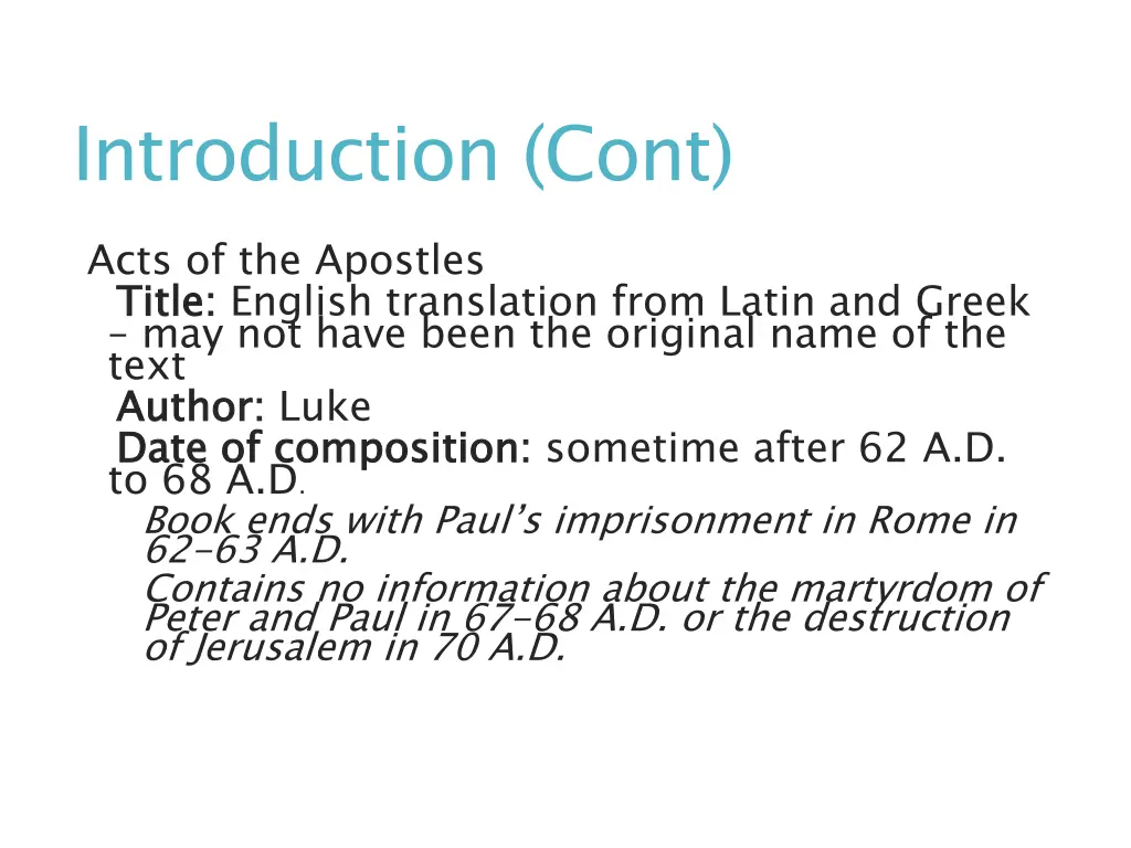 introduction cont acts of the apostles title