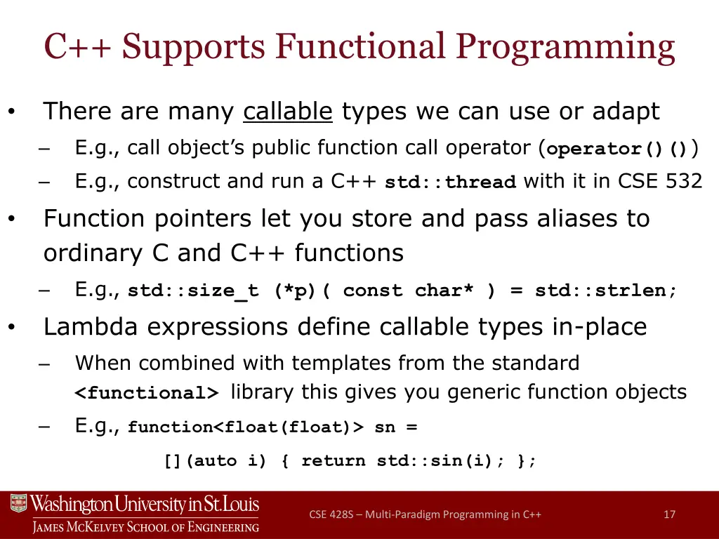 c supports functional programming