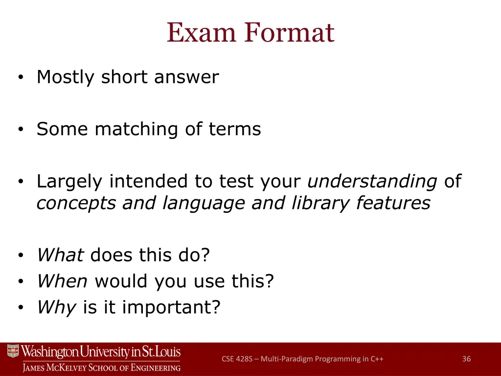 exam format 1