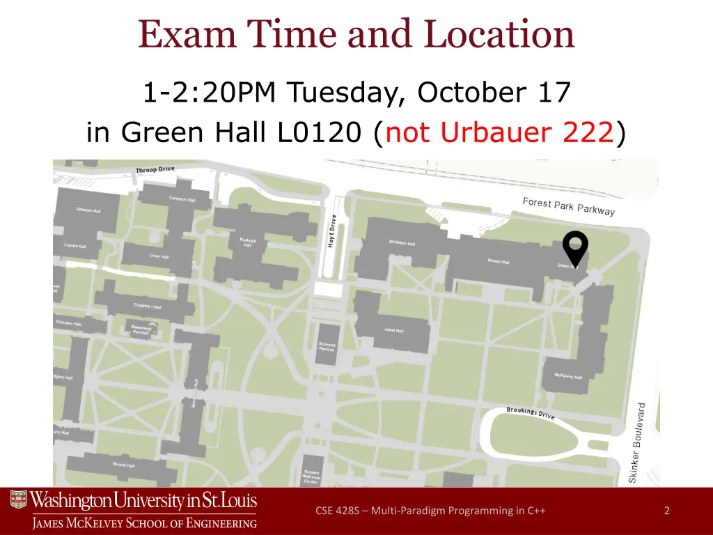 exam time and location