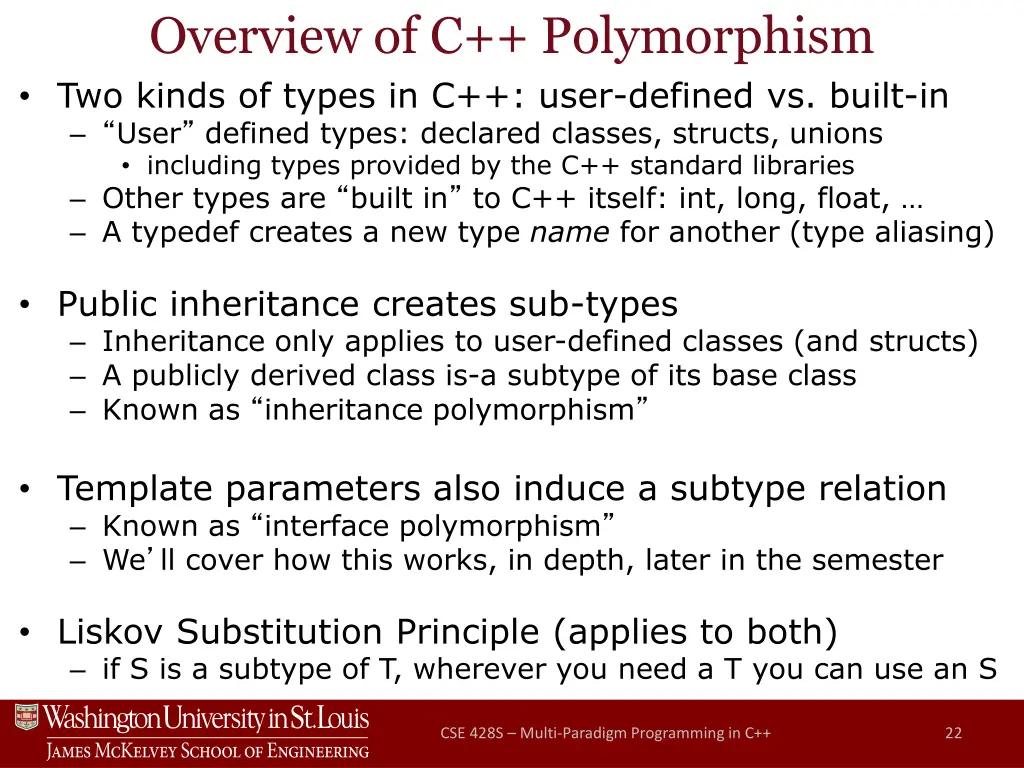 overview of c polymorphism two kinds of types