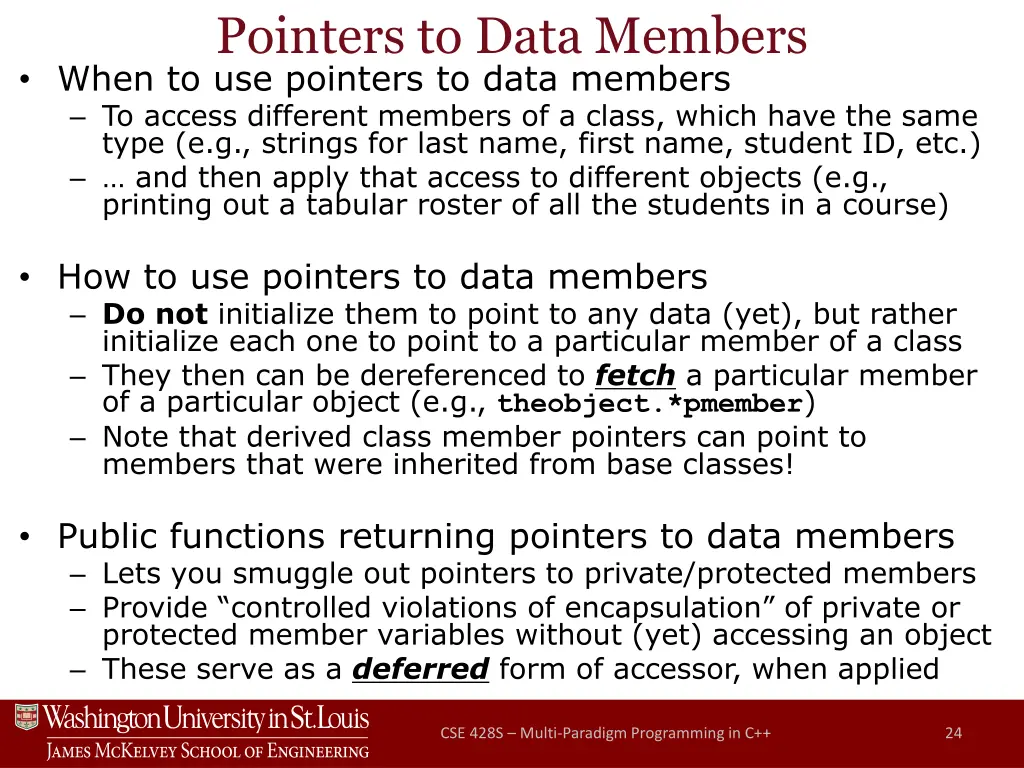 pointers to data members when to use pointers