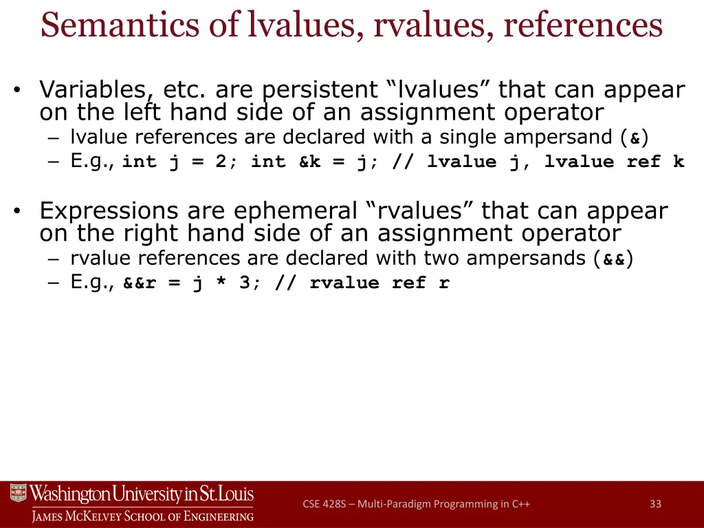 semantics of lvalues rvalues references