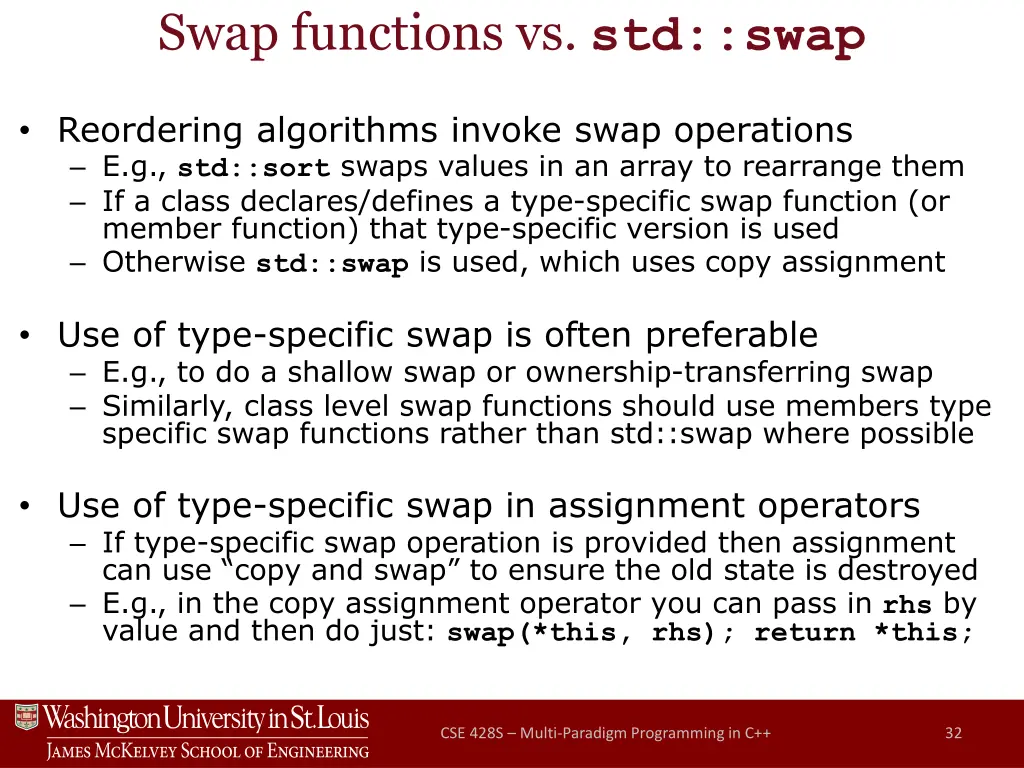 swap functions vs std swap