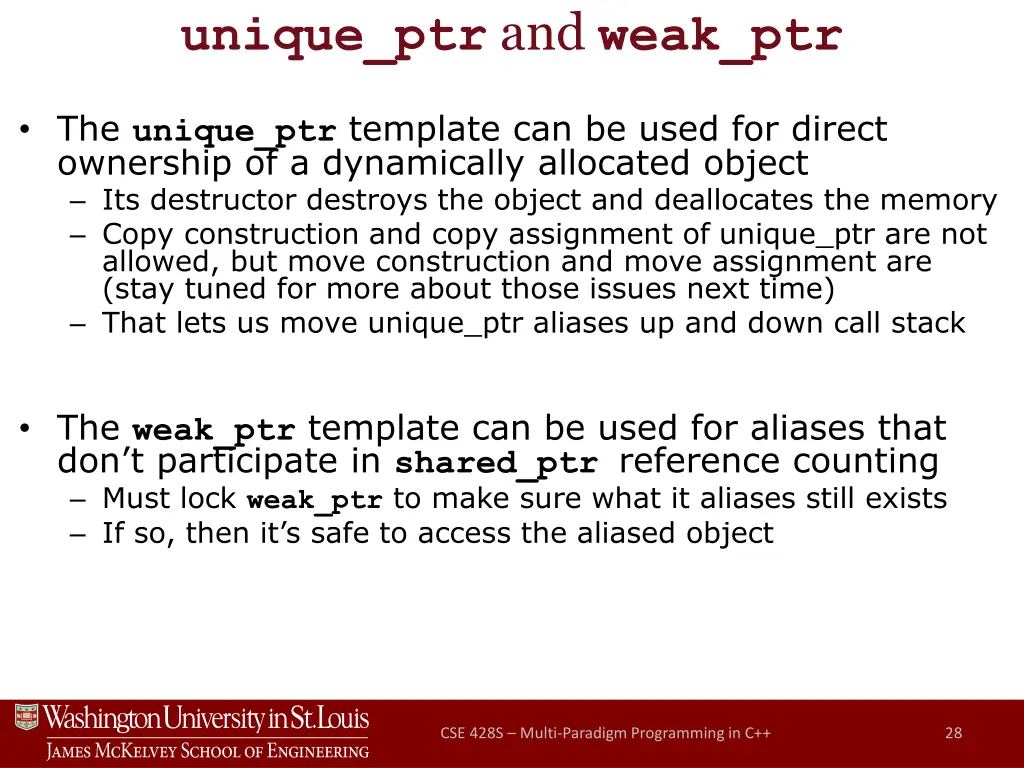 unique ptr and weak ptr