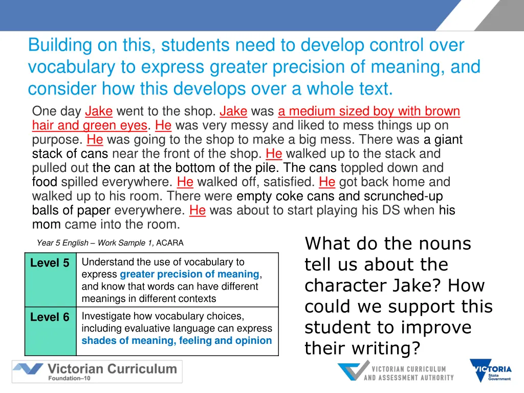 building on this students need to develop control