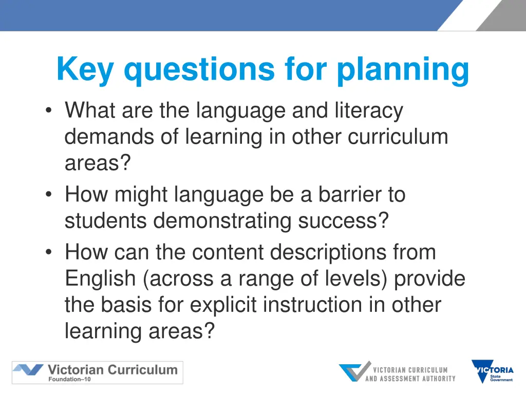 key questions for planning what are the language