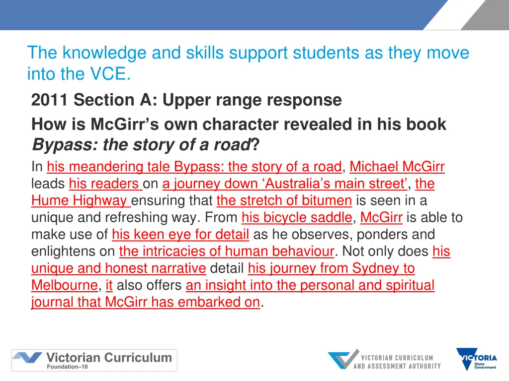 the knowledge and skills support students as they