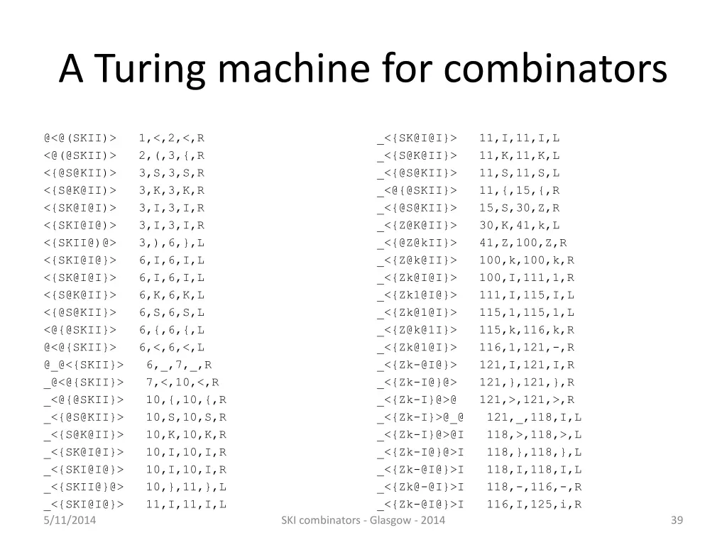 a turing machine for combinators 23