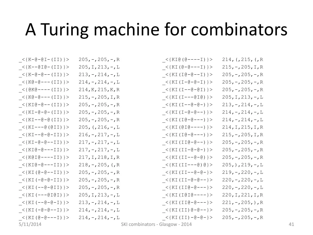 a turing machine for combinators 25