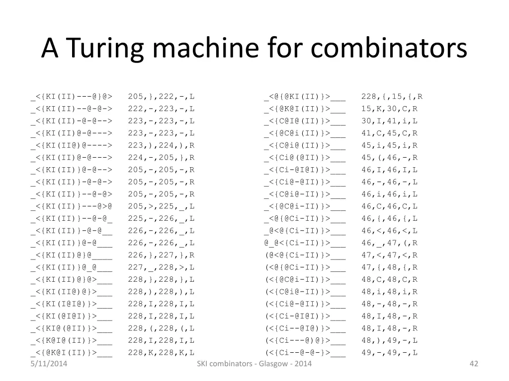 a turing machine for combinators 26