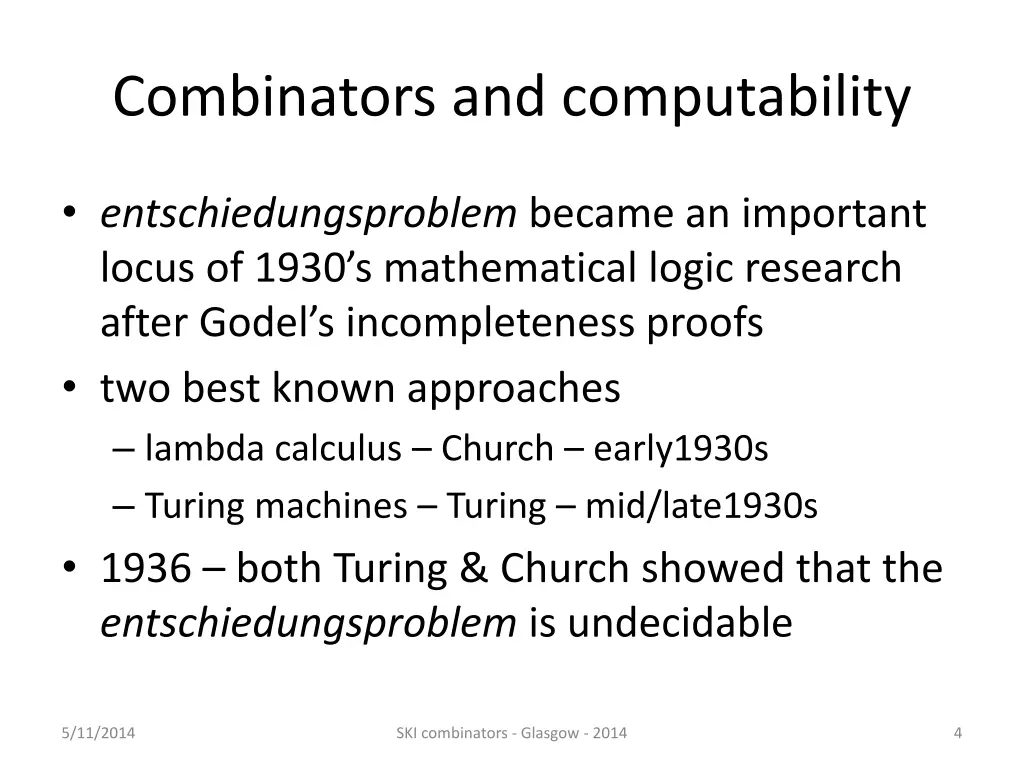 combinators and computability 1