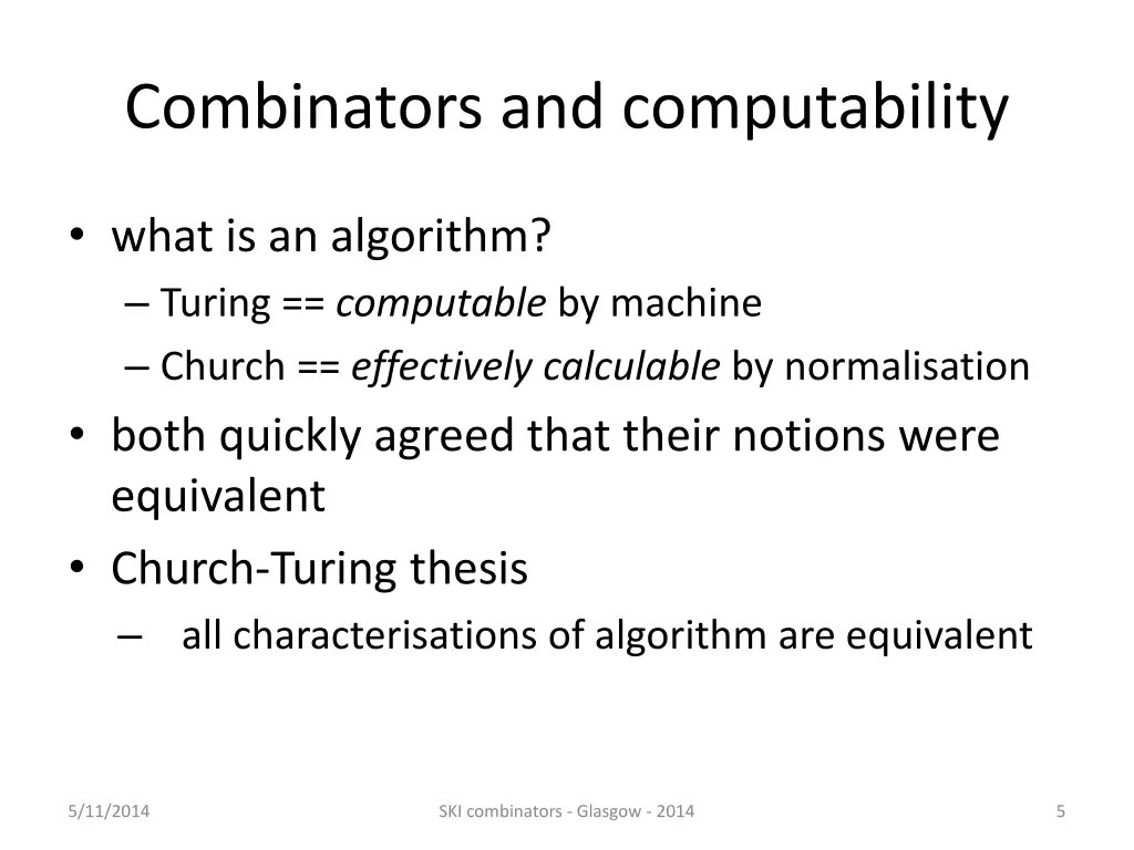 combinators and computability 2