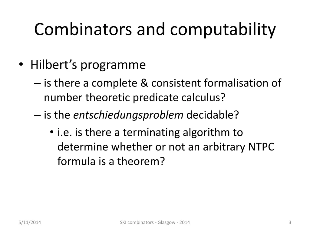 combinators and computability