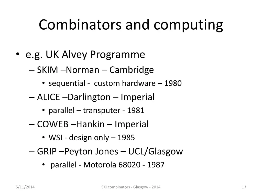 combinators and computing 2