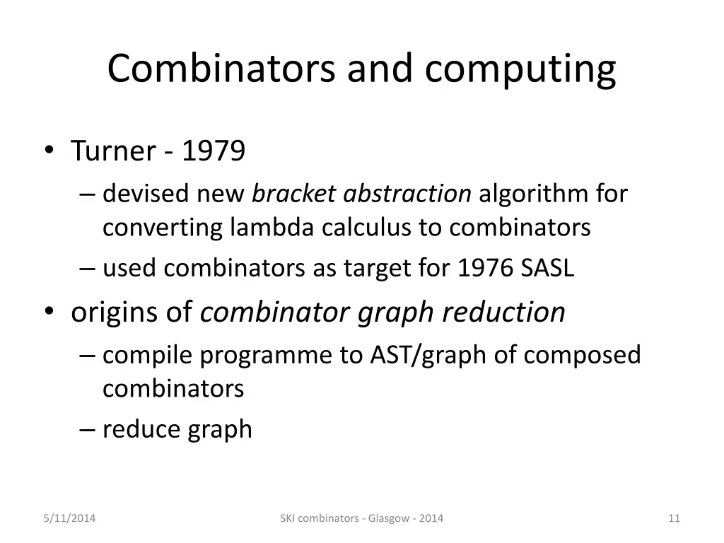 combinators and computing