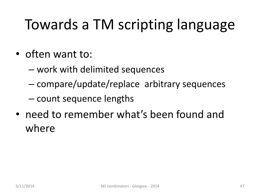 towards a tm scripting language 2