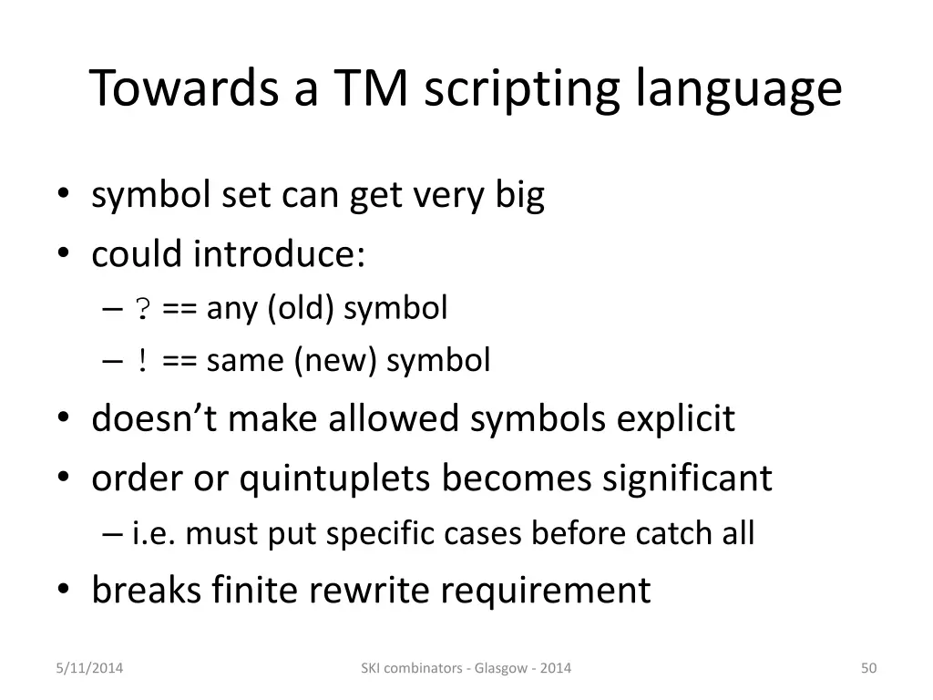 towards a tm scripting language 5