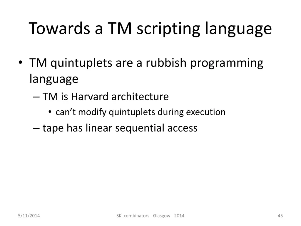 towards a tm scripting language