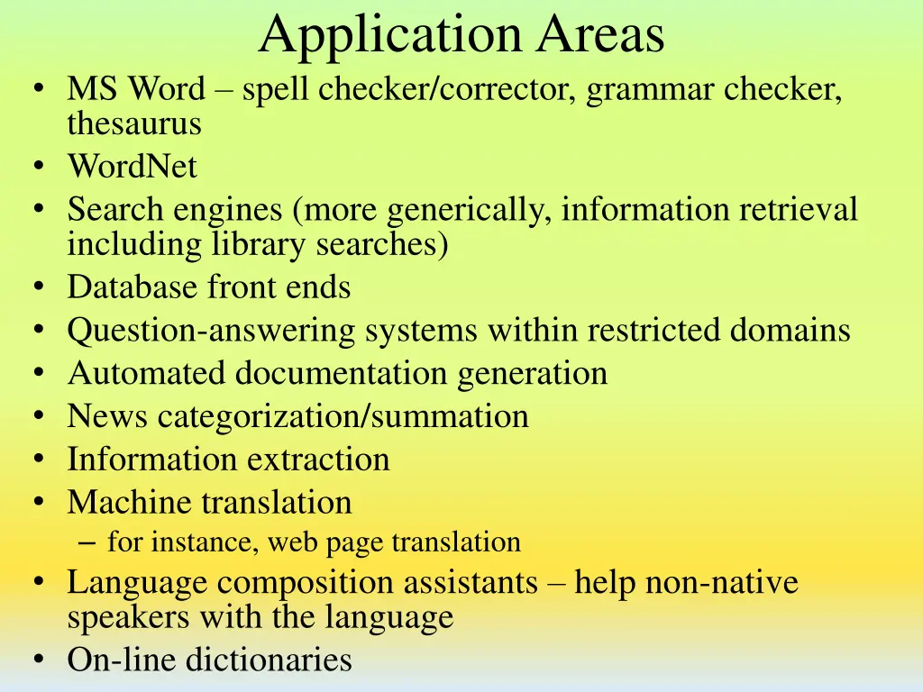 application areas