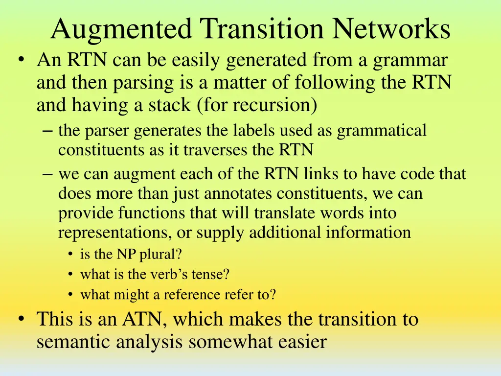 augmented transition networks