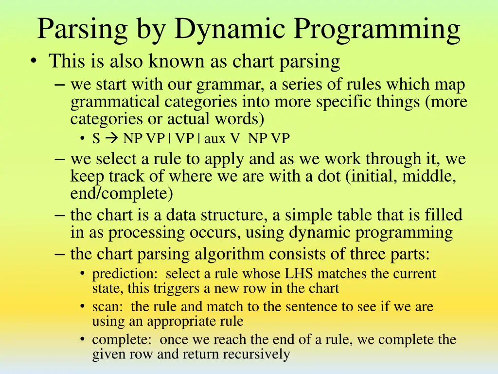 parsing by dynamic programming this is also known