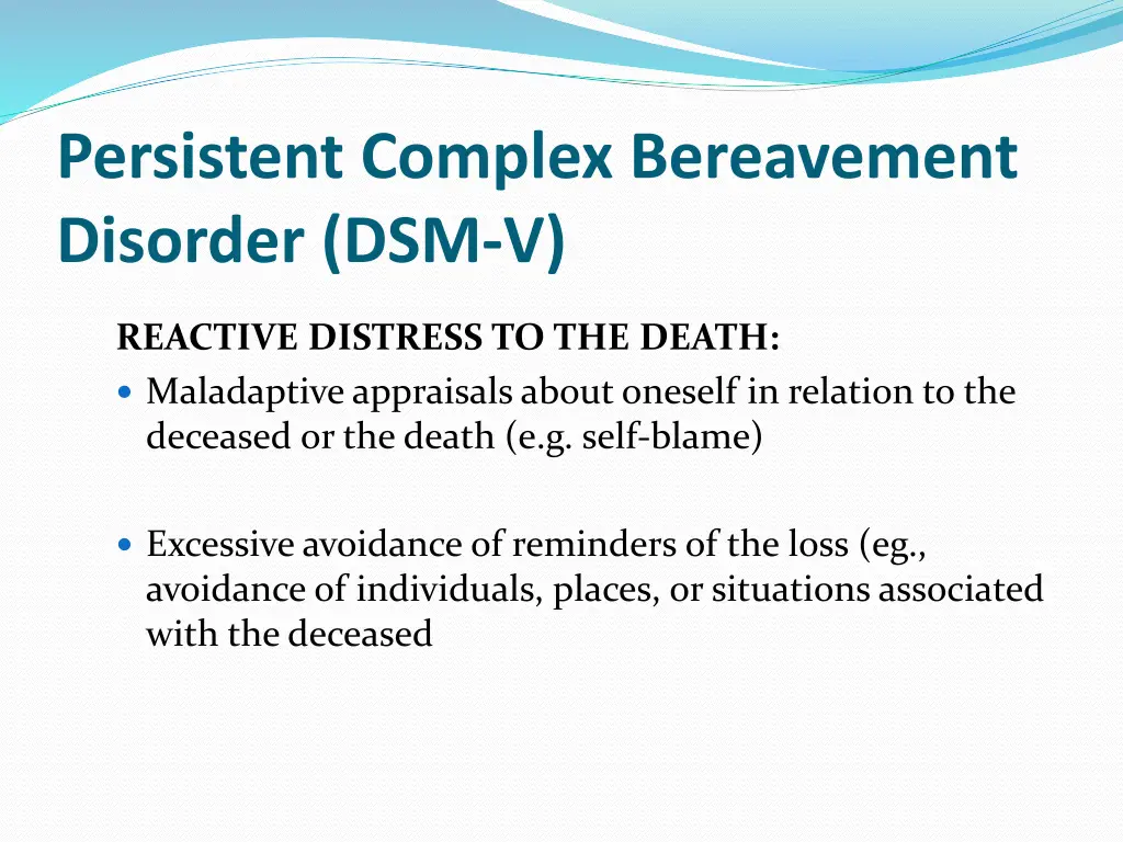 persistent complex bereavement disorder dsm v 2