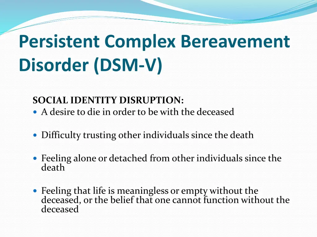 persistent complex bereavement disorder dsm v 3