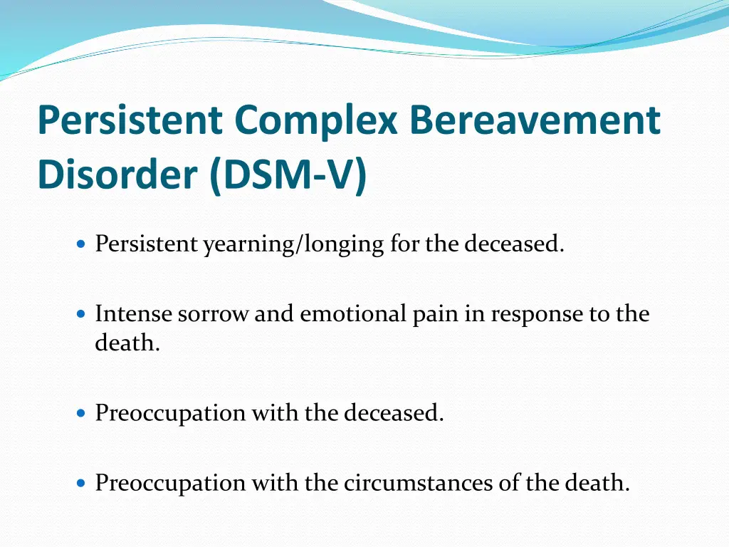 persistent complex bereavement disorder dsm v