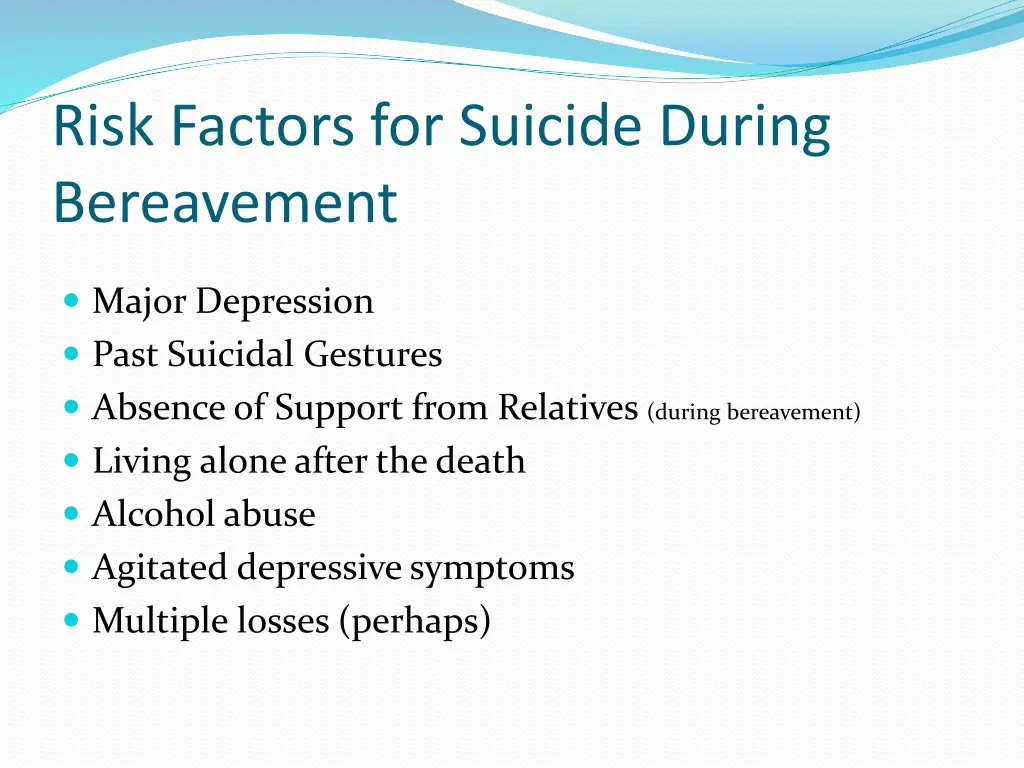 risk factors for suicide during bereavement