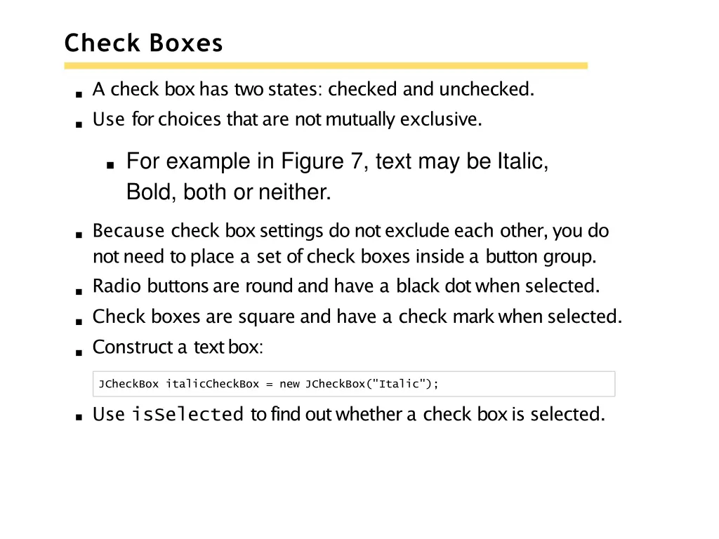 check boxes