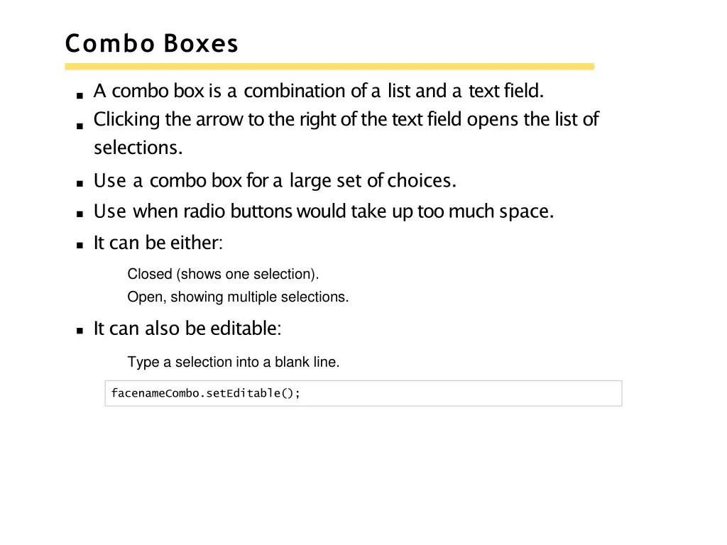 combo boxes