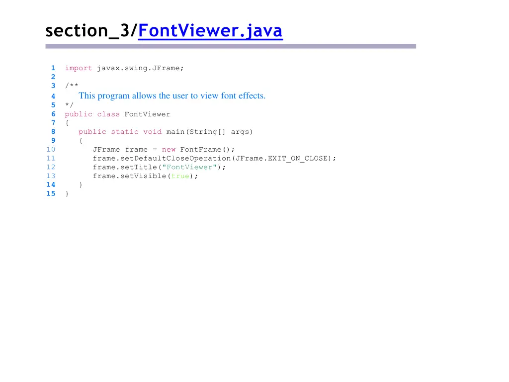 section 3 fontviewer java