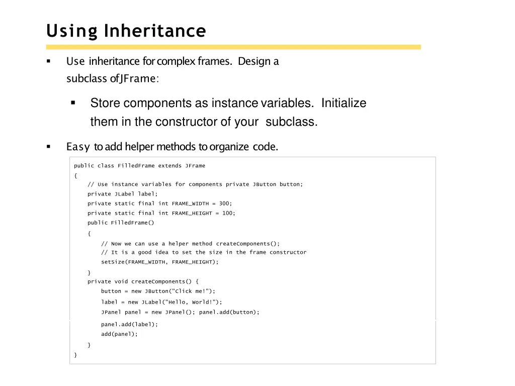 using inheritance