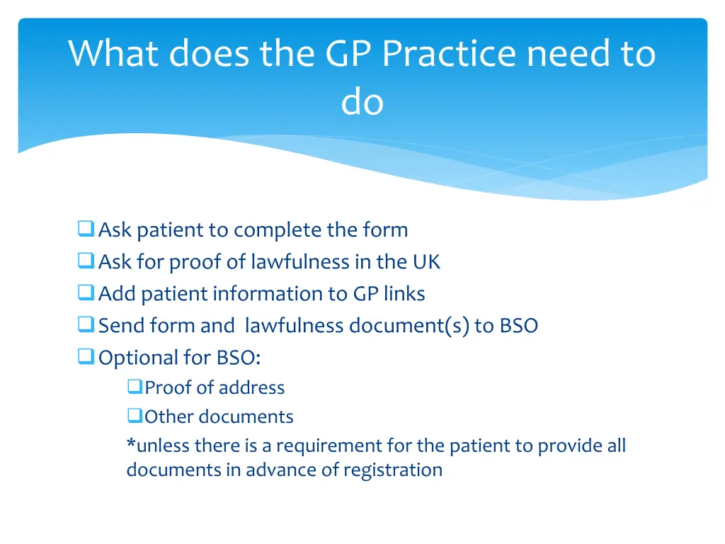 what does the gp practice need to do