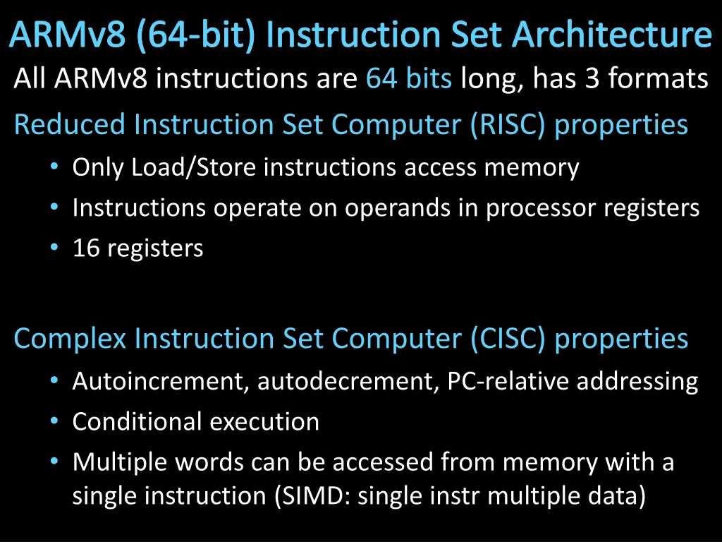 armv8 64 bit instruction set architecture