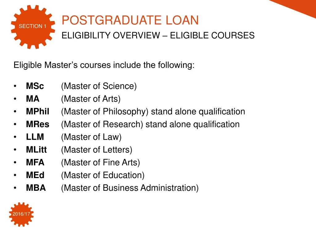 postgraduate loan eligibility overview eligible