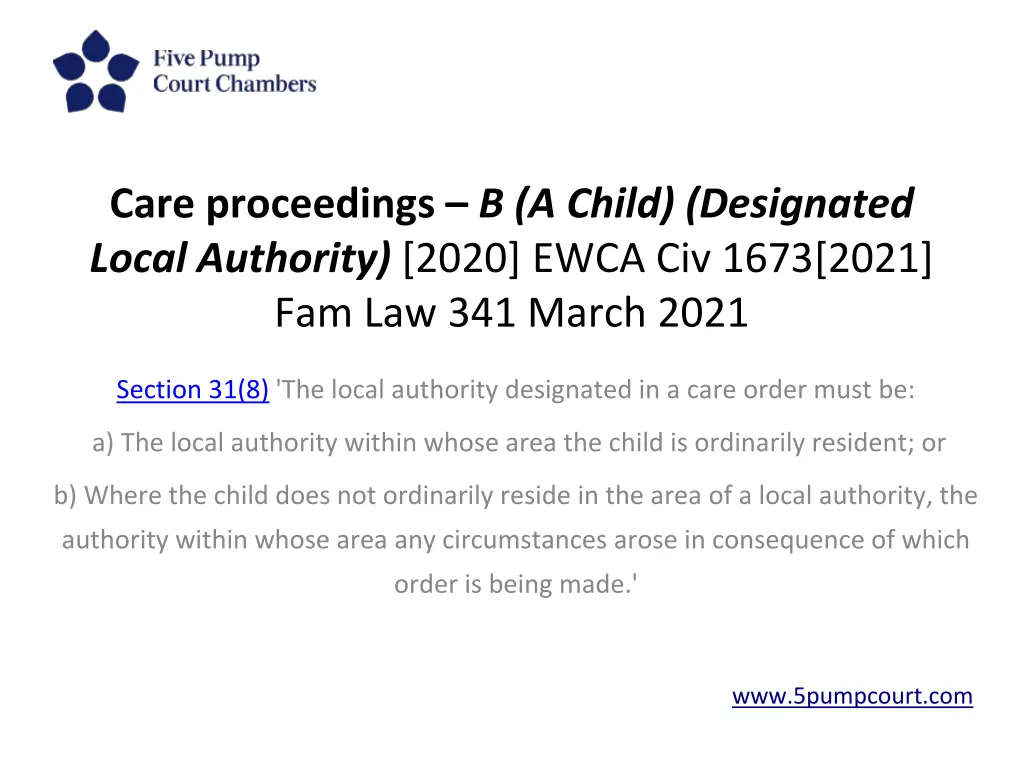 care proceedings b a child designated local