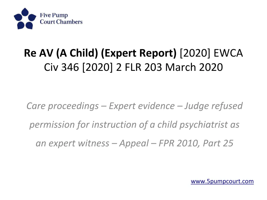 re av a child expert report 2020 ewca