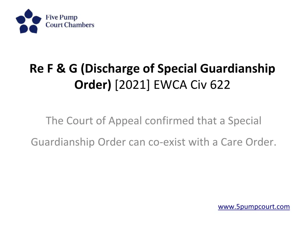 re f g discharge of special guardianship order