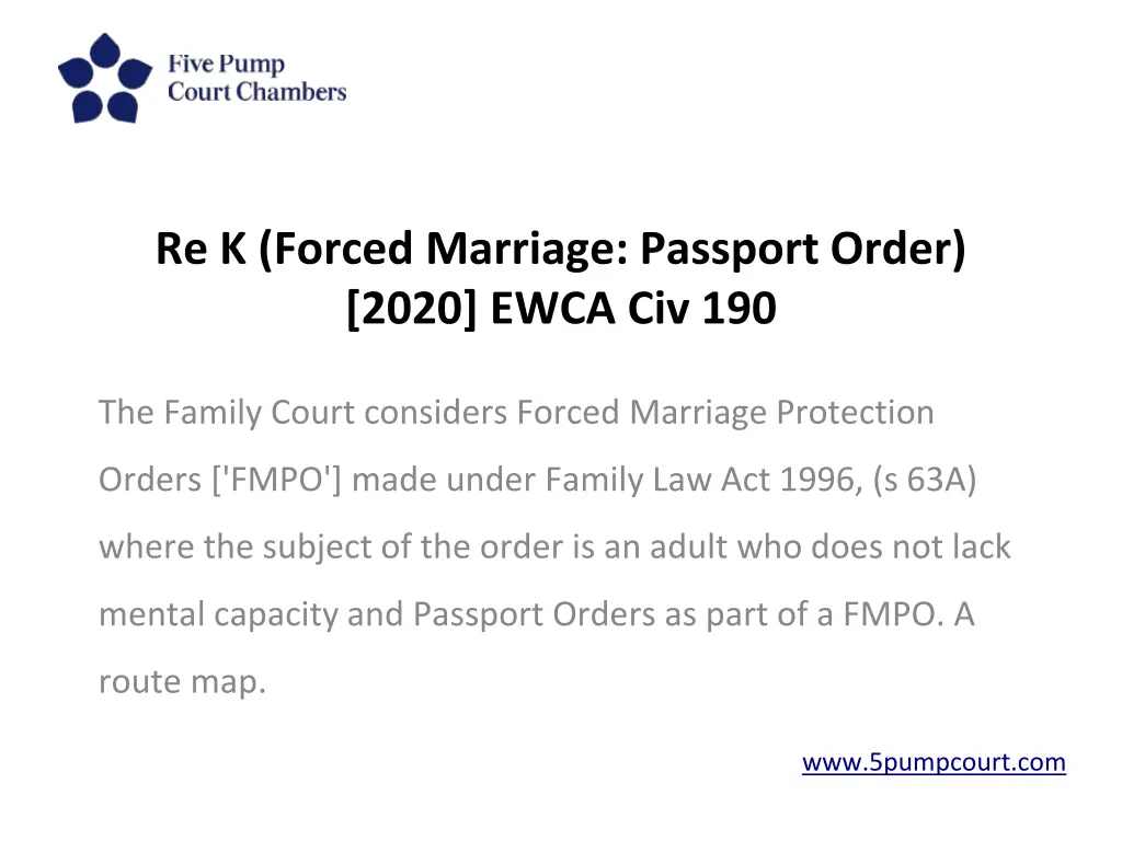 re k forced marriage passport order 2020 ewca