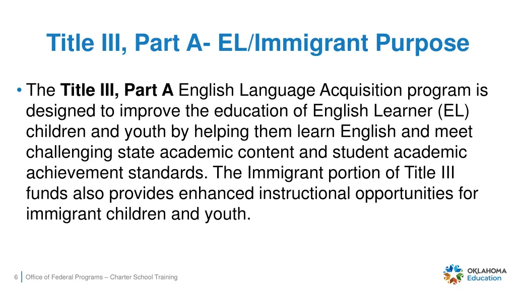 title iii part a el immigrant purpose