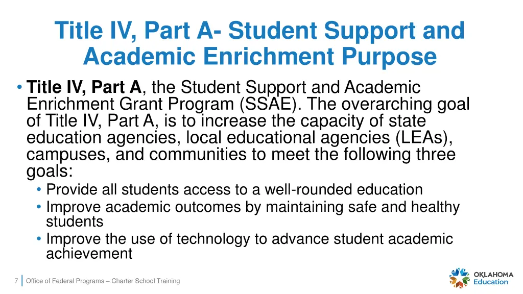 title iv part a student support and academic