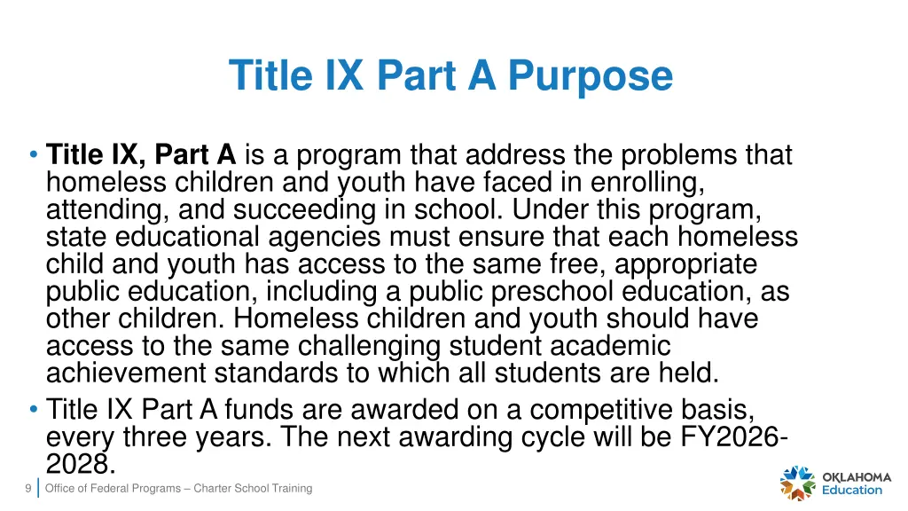 title ix part a purpose