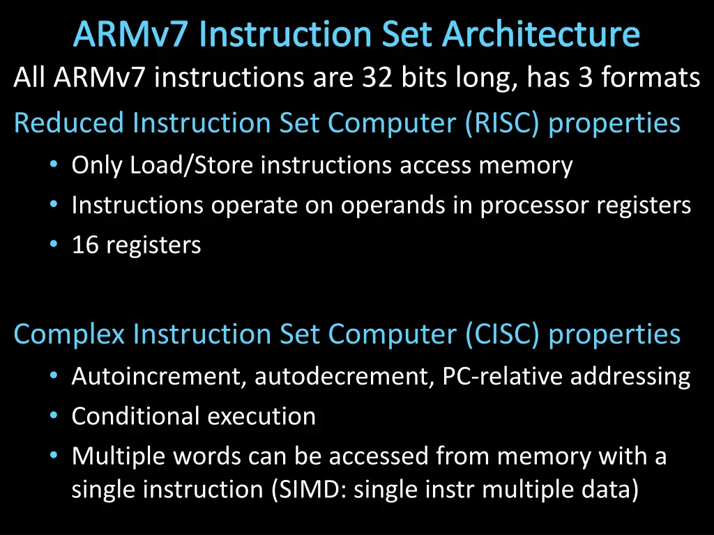 armv7 instruction set architecture all armv7