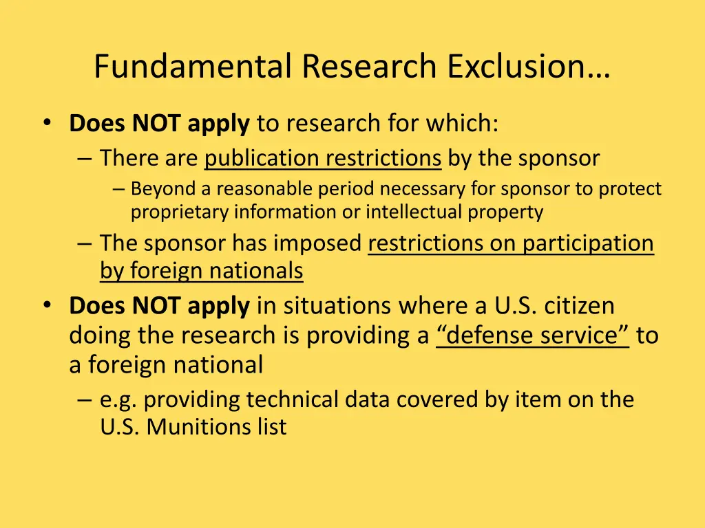 fundamental research exclusion