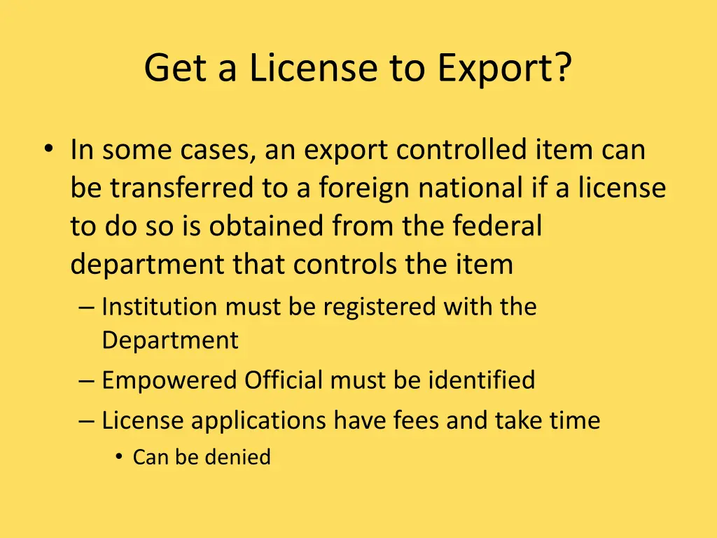 get a license to export