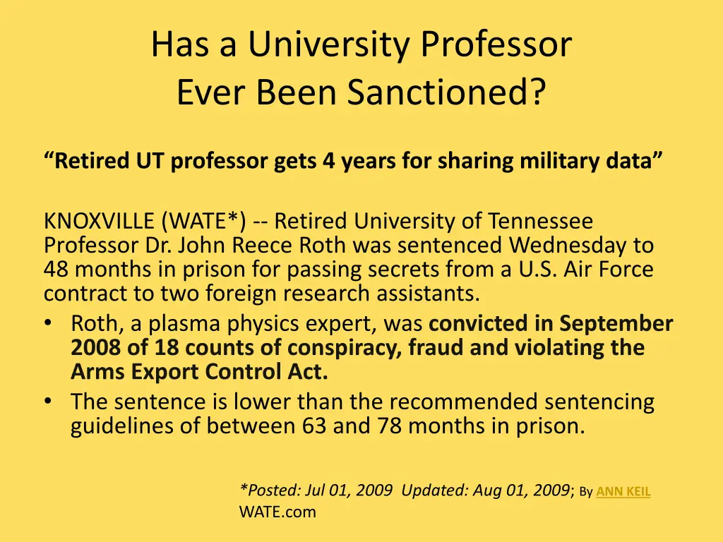 has a university professor ever been sanctioned